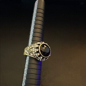 Elegant Black and Gold Statement Ring